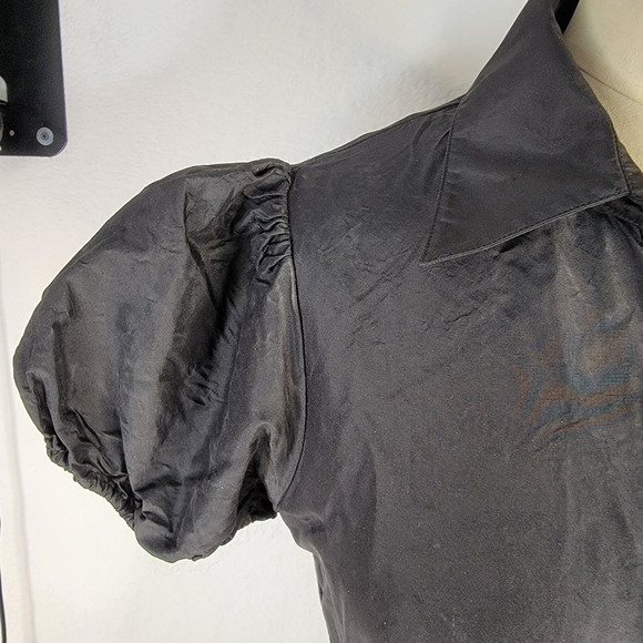 Bcbgmaxazria 2 Dress Puff Sleeve 100% Silk Fit Flare Fairygrunge Whimsygoth - Picture 4 of 10